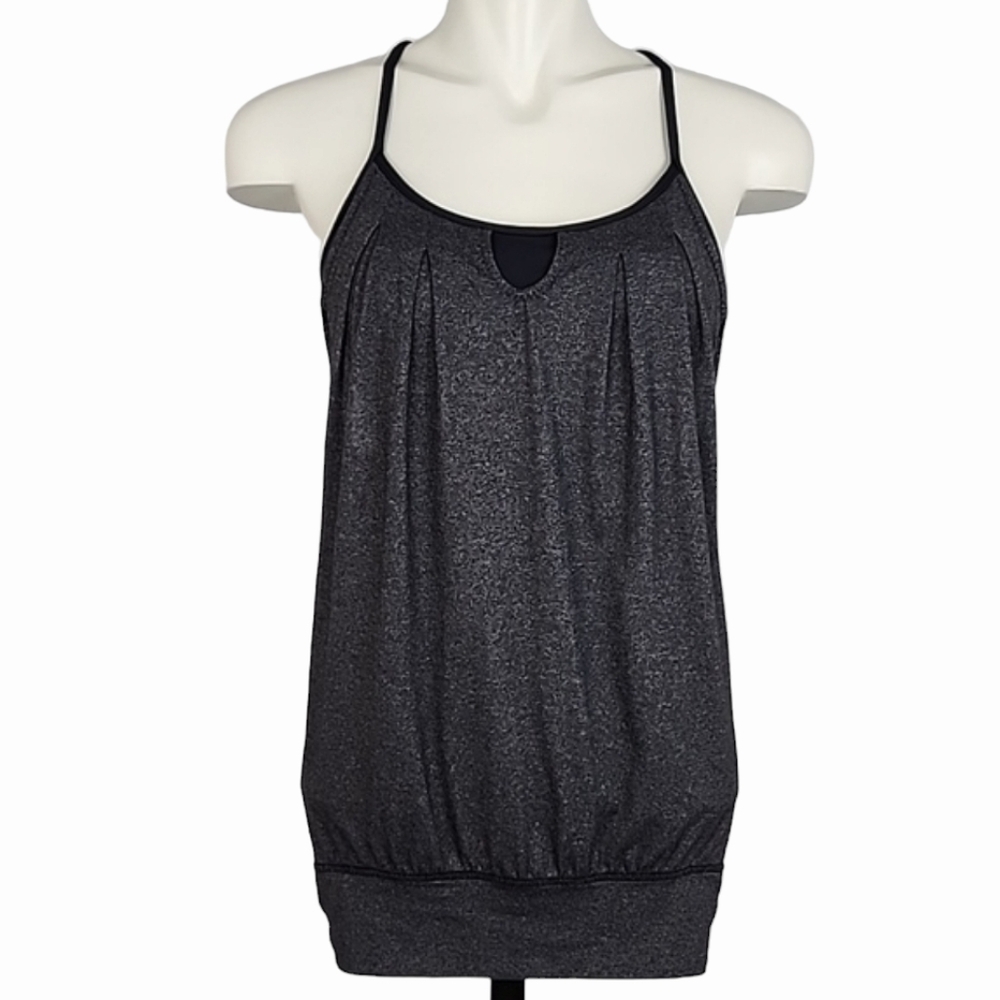 Lululemon Women's Let It Loose Tank Top Black Heathered Grey Built-In Bra 4